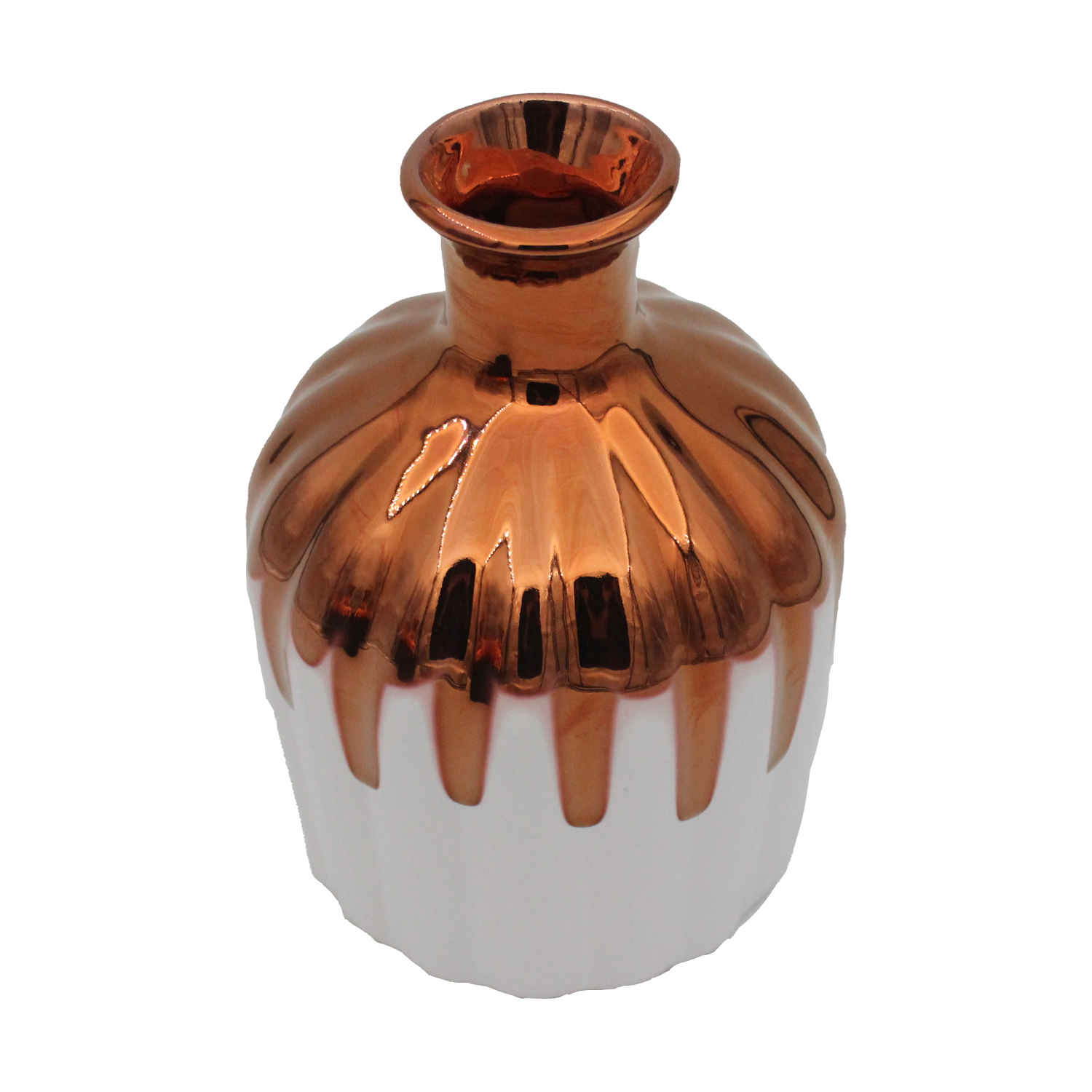 Handgefertigte dekorative Keramik-Einzelstielvase mit Tropfen-Glasur-Design in Braun