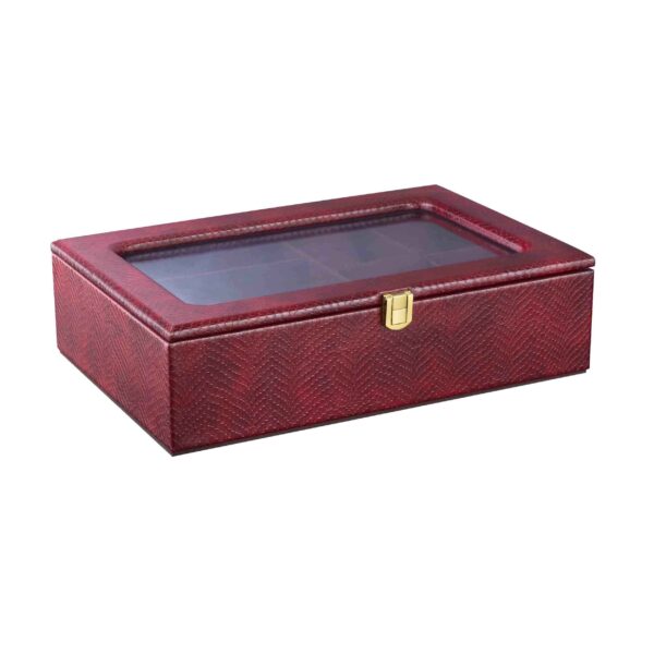 Leder-Uhrenbox mit Sonnenbrillenfach und Wildleder-Innenfutter