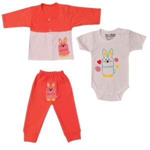 Langarm Hemd Set Kaninchen Muster Modell Mädchen (3 Teile)