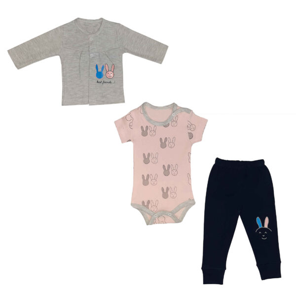 Langarm Hemd Set Kaninchen Muster Modell Lite (3 Teile)