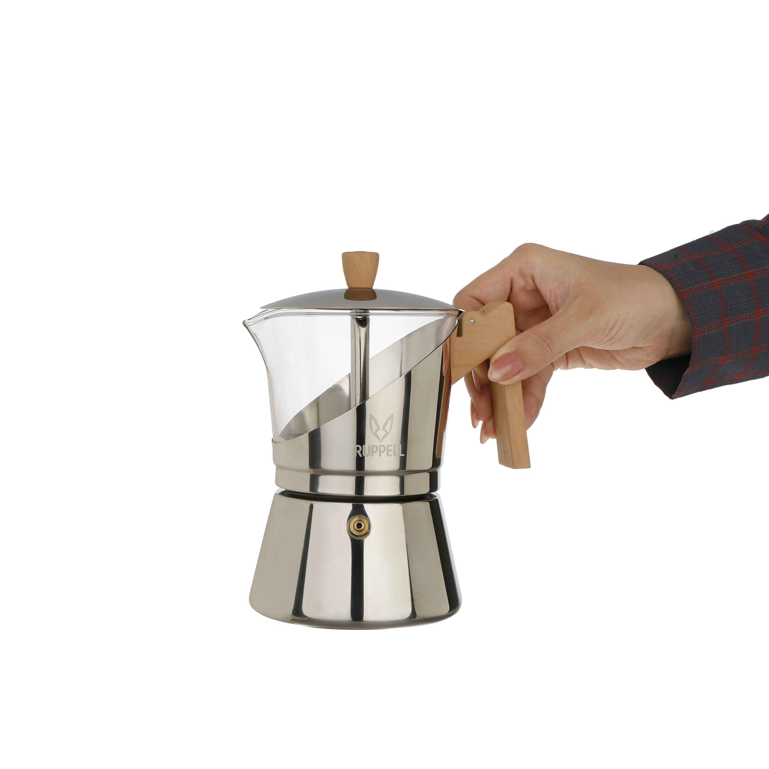 Moka Kanne für den Herd – Klassischer italienischer Kaffeezubereiter 6 Tassen Kapazität Rupple