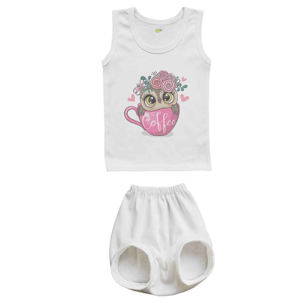 Neugeborenen Weste & Shorts Set Modell Eule & Kaffee