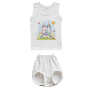 Neugeborenen Weste & Shorts Set Modell Einhörner in Liebe