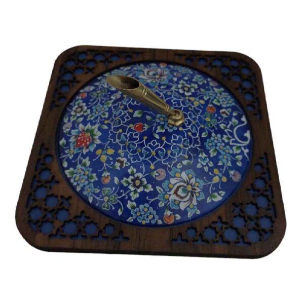 Persischer Kupfer-Stifthalter für den Schreibtisch - Minakari emailliert, Blumenmuster