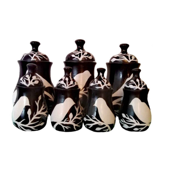 Porzellan-Aufbewahrungsglas – Stilvolle Aufbewahrung für Kaffee, Tee & mehr, Vogel (7x)