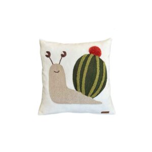 Punch-Needle-Kissenbezug – Besticktes Baumwollstoff- & Schneckendesign