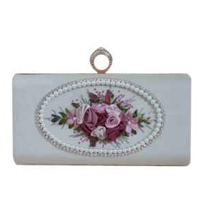 Bandstickerei Clutch Handtasche – Mit Blumendetail für Abendparty