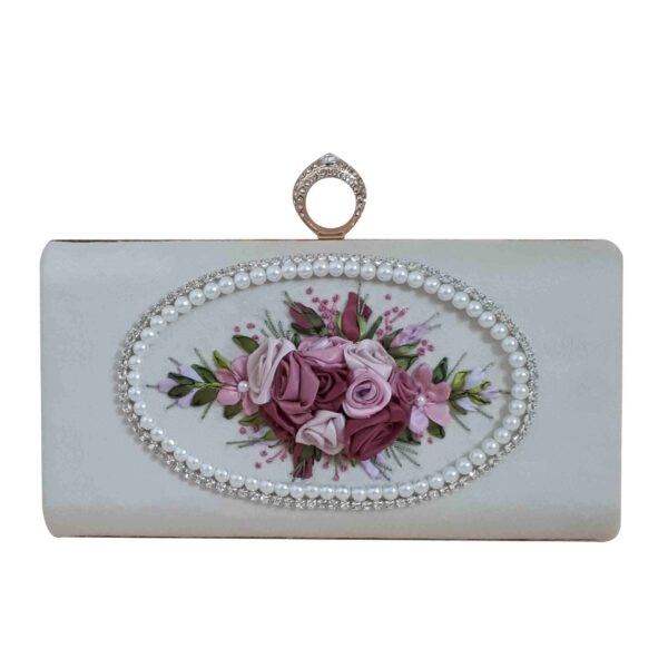 Bandstickerei Clutch Handtasche - Mit Blumendetail für Abendparty