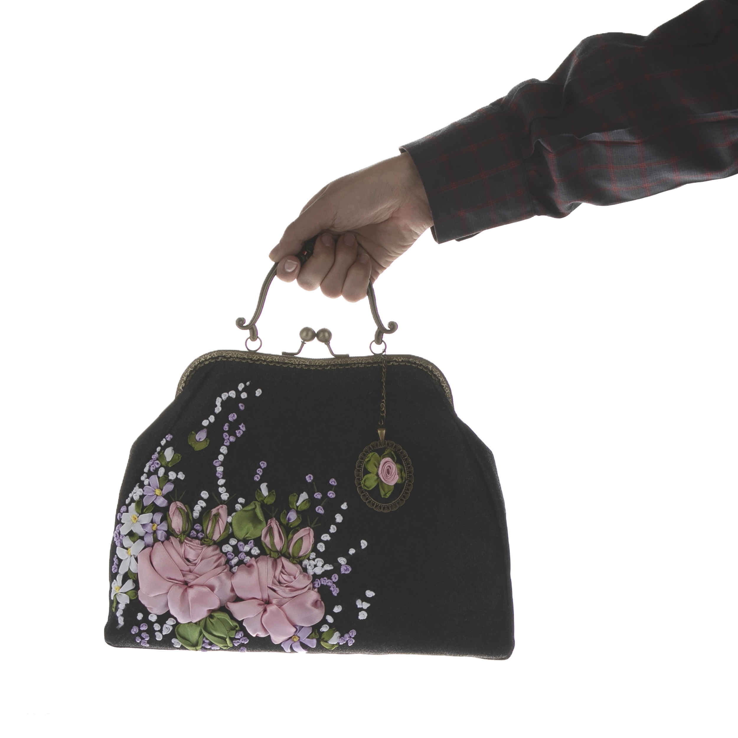 Bandstickerei Clutch Handtasche – Samt mit Reyhan Design