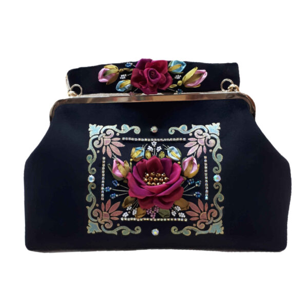 Bandstickerei Clutch Handtasche - Samt mit Samira Design