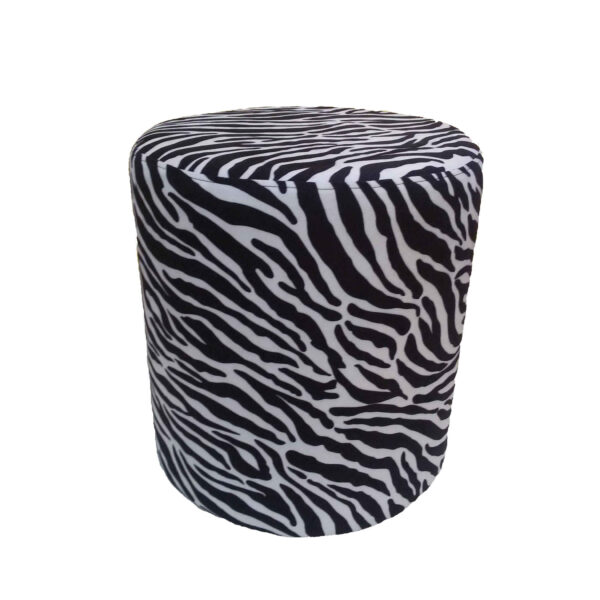 Runder Samt-Pouf mit Tierdesign, Modell Zebra