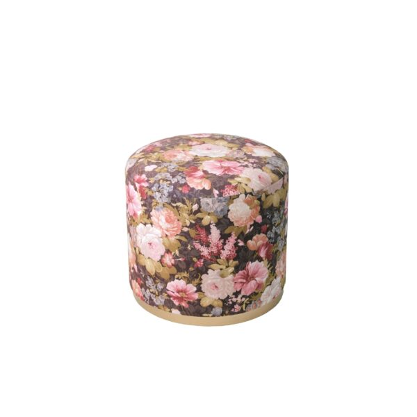Runder Samt-Pouf mit Blumendesign, Modell Flowers