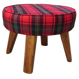 Runder Samt-Hocker mit Holzbeinen, inspiriert von persischer Kunst, Modell Burberry