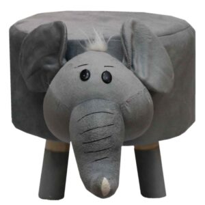 Runder Samt-Hocker mit Holzbeinen, Modell Childlike