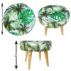 Runder Samt-Hocker mit Holzbeinen, inspiriert von persischer Kunst, Modell Leaf