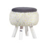 Runder Samt-Hocker mit Holzbeinen, Modell Lux
