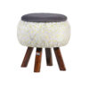 Runder Samt-Hocker mit Holzbeinen, Modell Lux