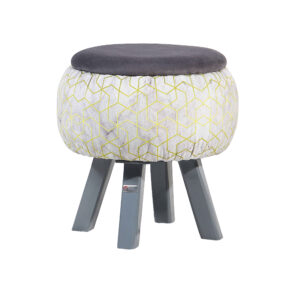 Runder Samt-Hocker mit Holzbeinen, Modell Lux
