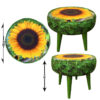 Runder Samt-Hocker mit Holzbeinen, inspiriert von persischer Kunst, Modell Sunflower