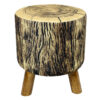 Runder Samt-Hocker mit Holzbeinen, Modell Trunk