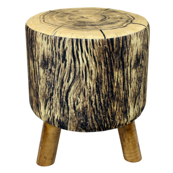 Runder Samt-Hocker mit Holzbeinen, Modell Trunk