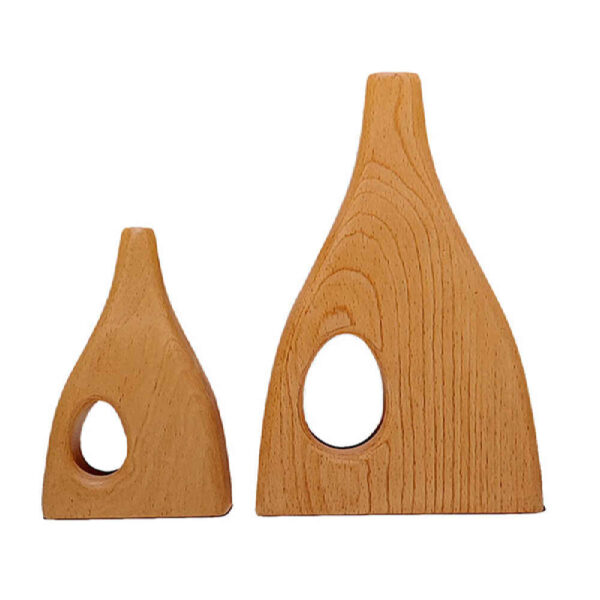 Handgefertigte dekorative Holz-Knospenvase aus massivem Naturholz – 2er-Set