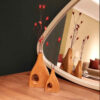 Handgefertigte dekorative Holz-Knospenvase aus massivem Naturholz – 2er-Set