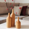 Handgefertigte dekorative Holz-Knospenvase aus massivem Naturholz – 3er-Set