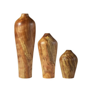 3er-Set handgefertigte dekorative Holzvasen aus massivem Naturholz Melanie