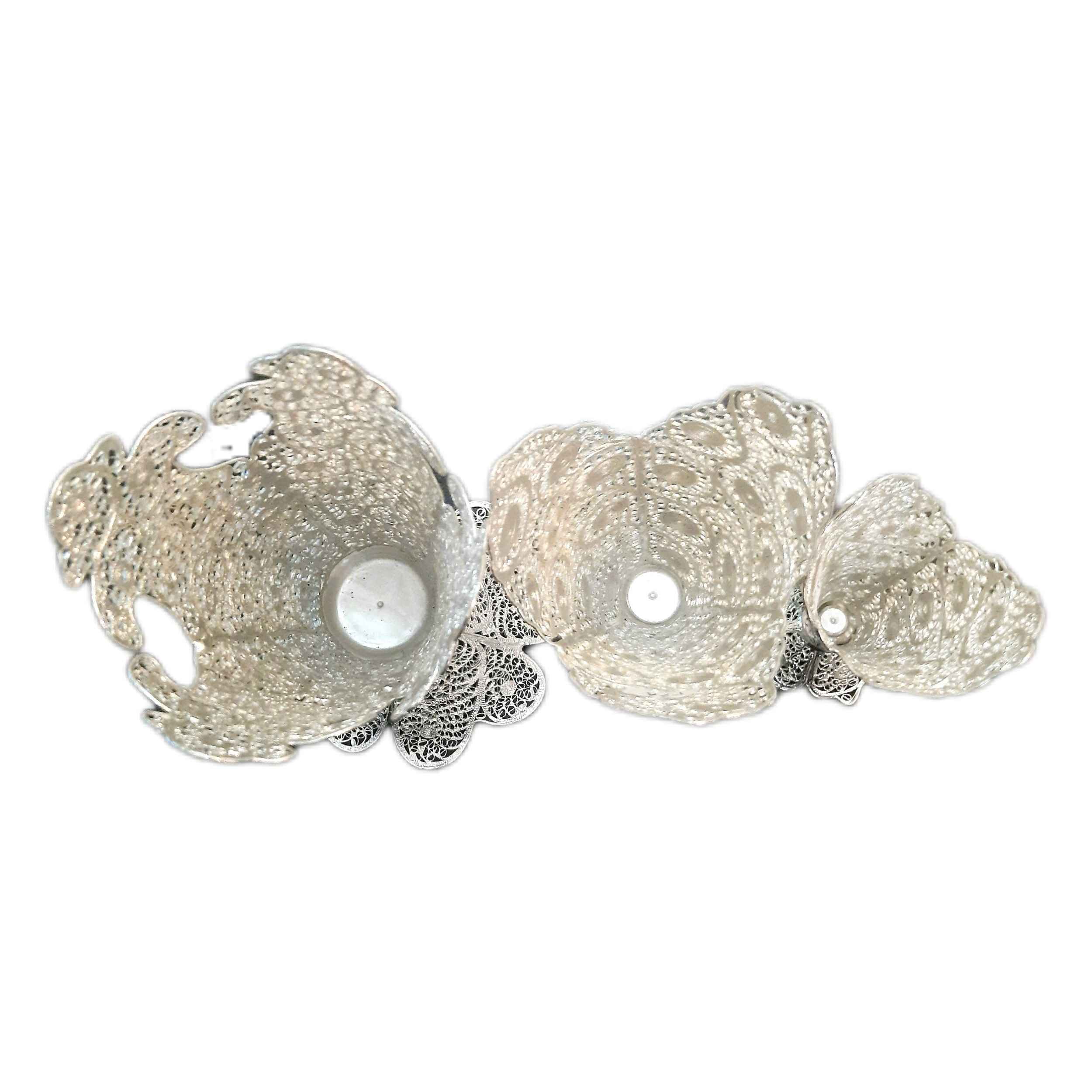 Dekorative Persische Filigran-Vase mit Silberbeschichtung, Trompete Shima – Set von 3