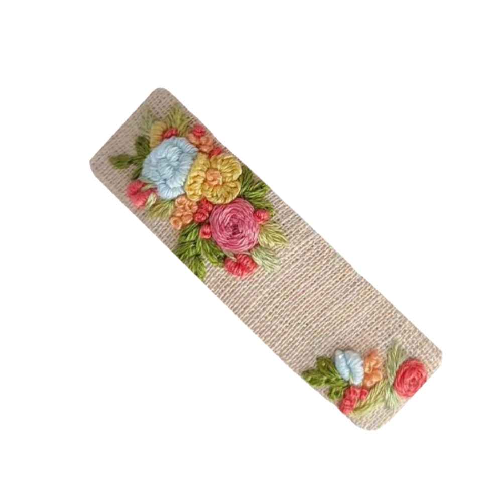 Snap-Haarspangen Rechteckige Form mit Blumen-Design (x2)