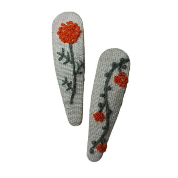 Snap-Haarspangen-Set Tropfenform mit Blumen-Design