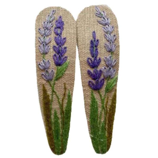 Snap-Haarspangen-Set Tropfenform mit Lila Blumen-Design