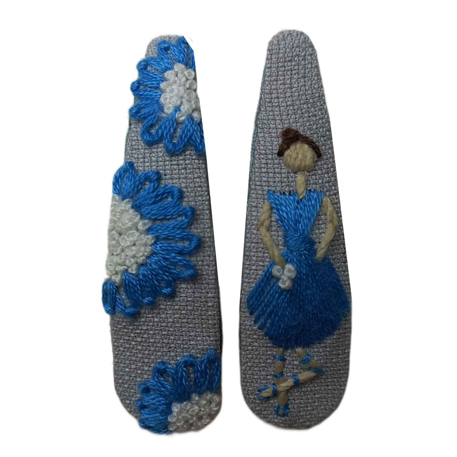 Snap-Haarspangen-Set mit Handbesticktem Ballerina-Mädchen-Design