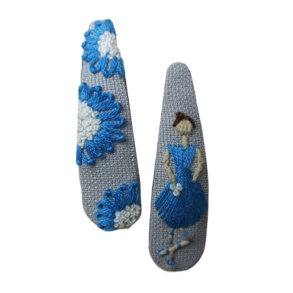 Snap-Haarspangen-Set mit Handbesticktem Ballerina-Mädchen-Design