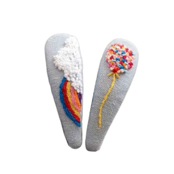 Snap-Haarspangen-Set mit Handbesticktem Ballon-Design