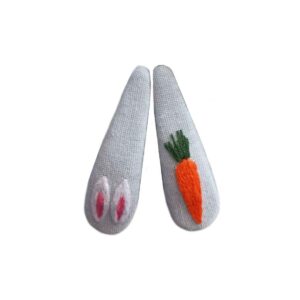 Snap-Haarspangen-Set mit Handbesticktem Karotten-Design