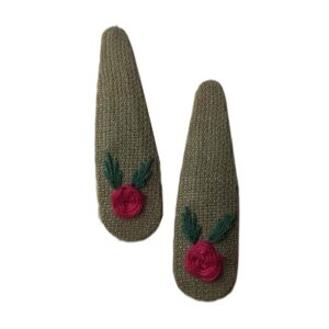 Snap-Haarspangen-Set mit Handbesticktem Blumen-Design