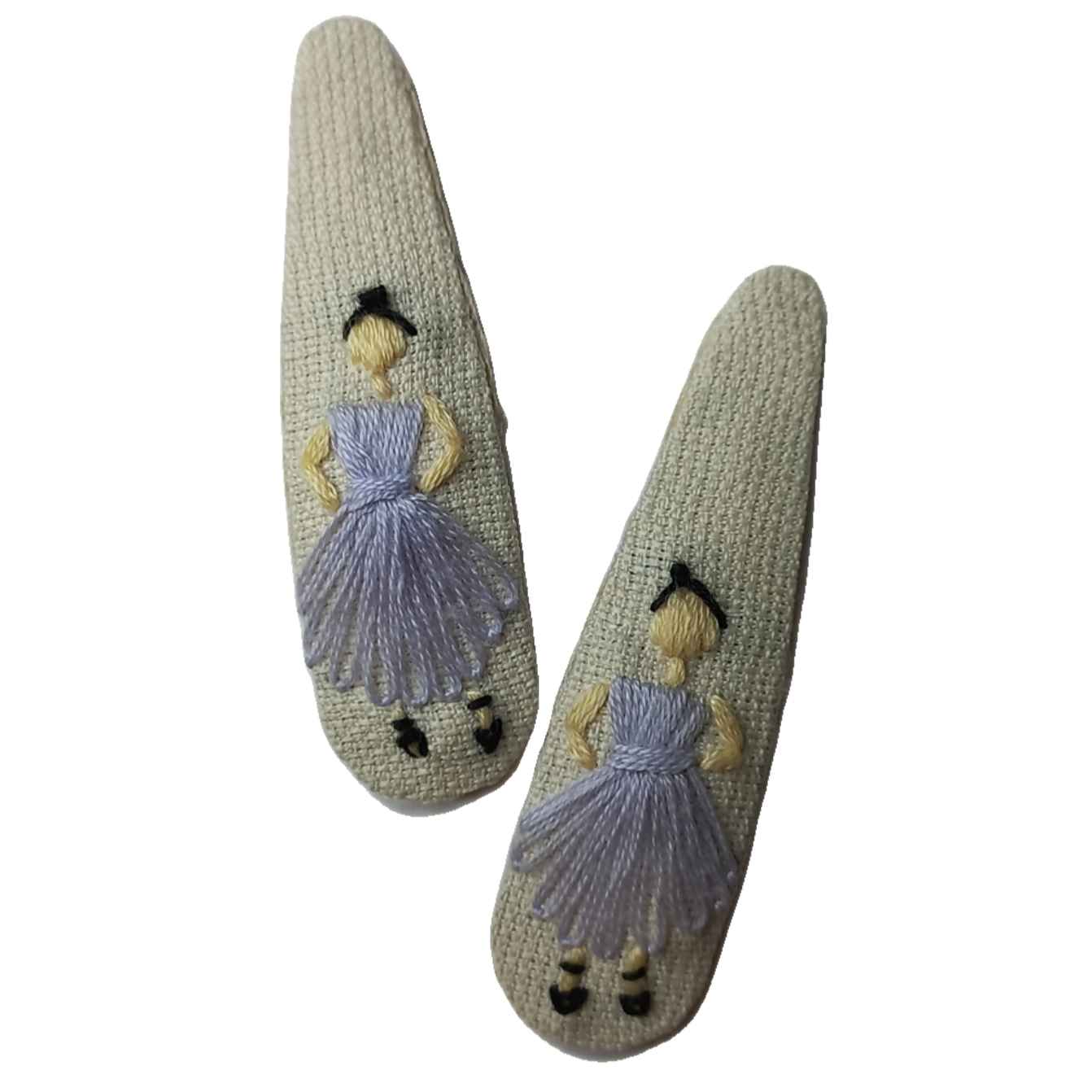 Snap-Haarspangen-Set mit Handbesticktem Prinzessinnen-Design