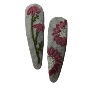Snap-Haarspangen-Set mit Handbesticktem Lila Blumen-Design