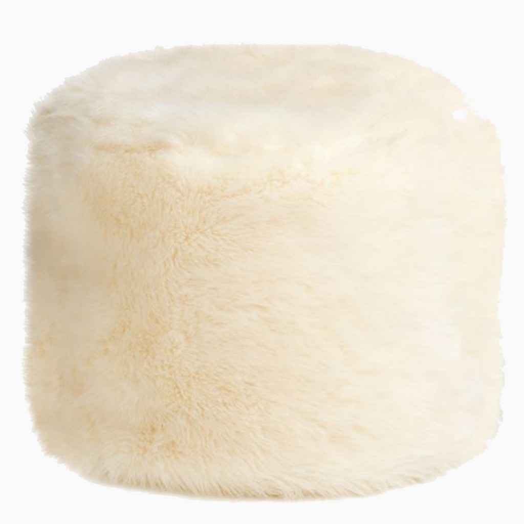 Weicher runder Kunstpelz-Pouf, Modell Khaz