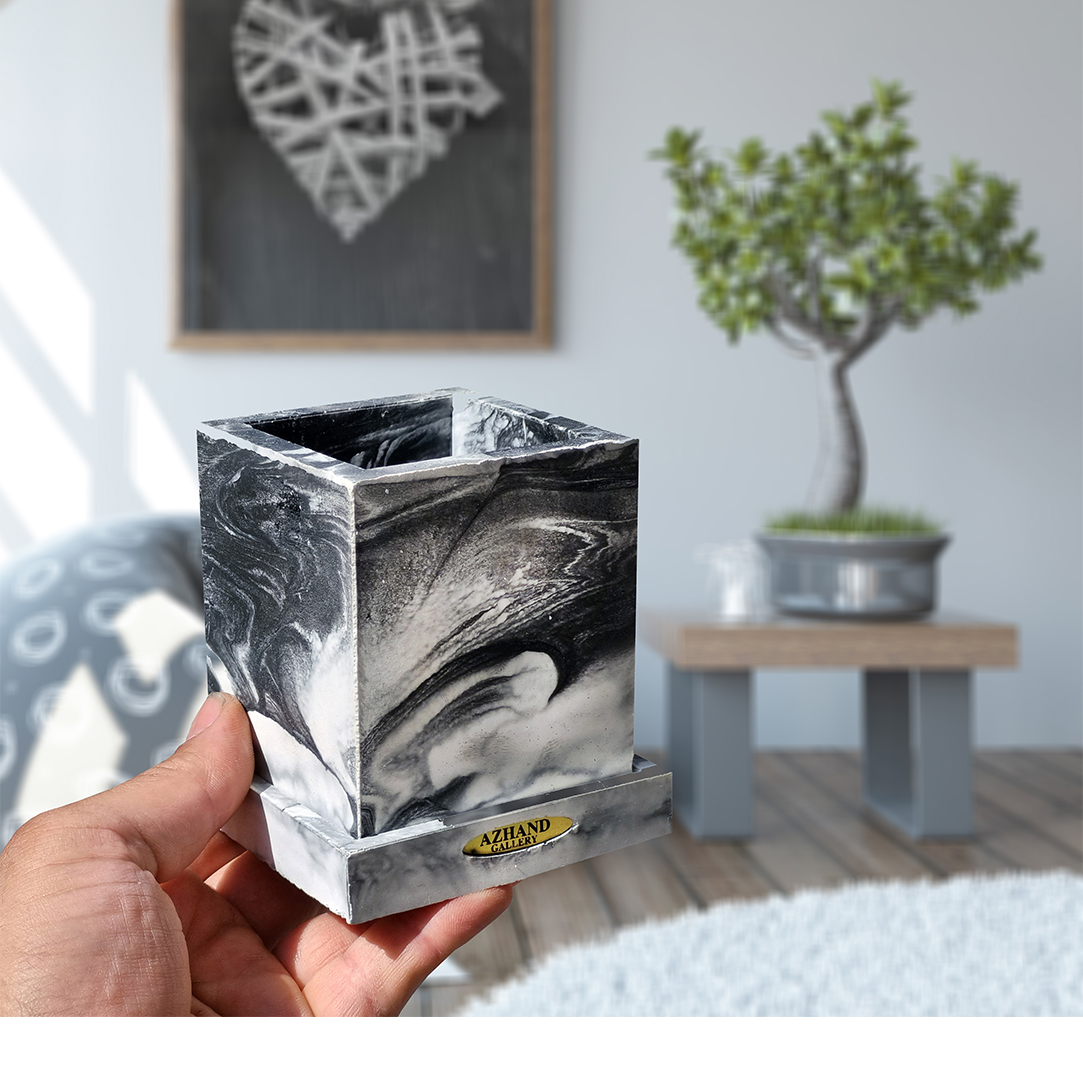 Stein-Stifthalter für den Schreibtisch mit Marmormuster Modell Azhand