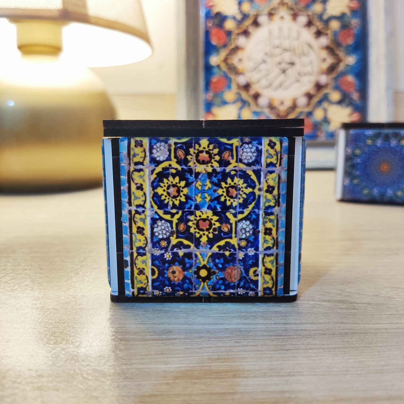 Persischer Holzwürfel-Teelichthalter Fliese Hasti