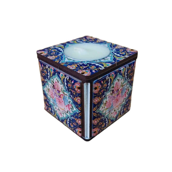 Persischer Holzwürfel-Teelichthalter Fliese Liana