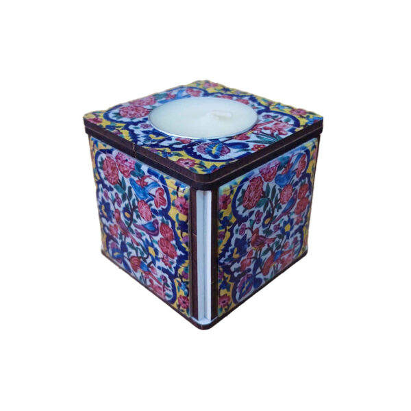 Persischer Holzwürfel-Teelichthalter Fliese Samira