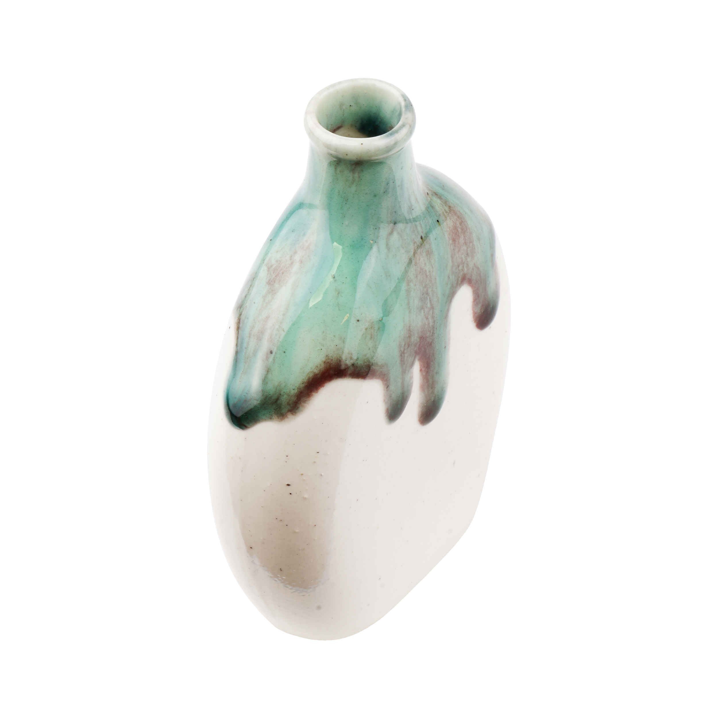 Handgefertigte dekorative Keramik-Einzelstielvase mit Tropfen-Glasur-Design in Blau