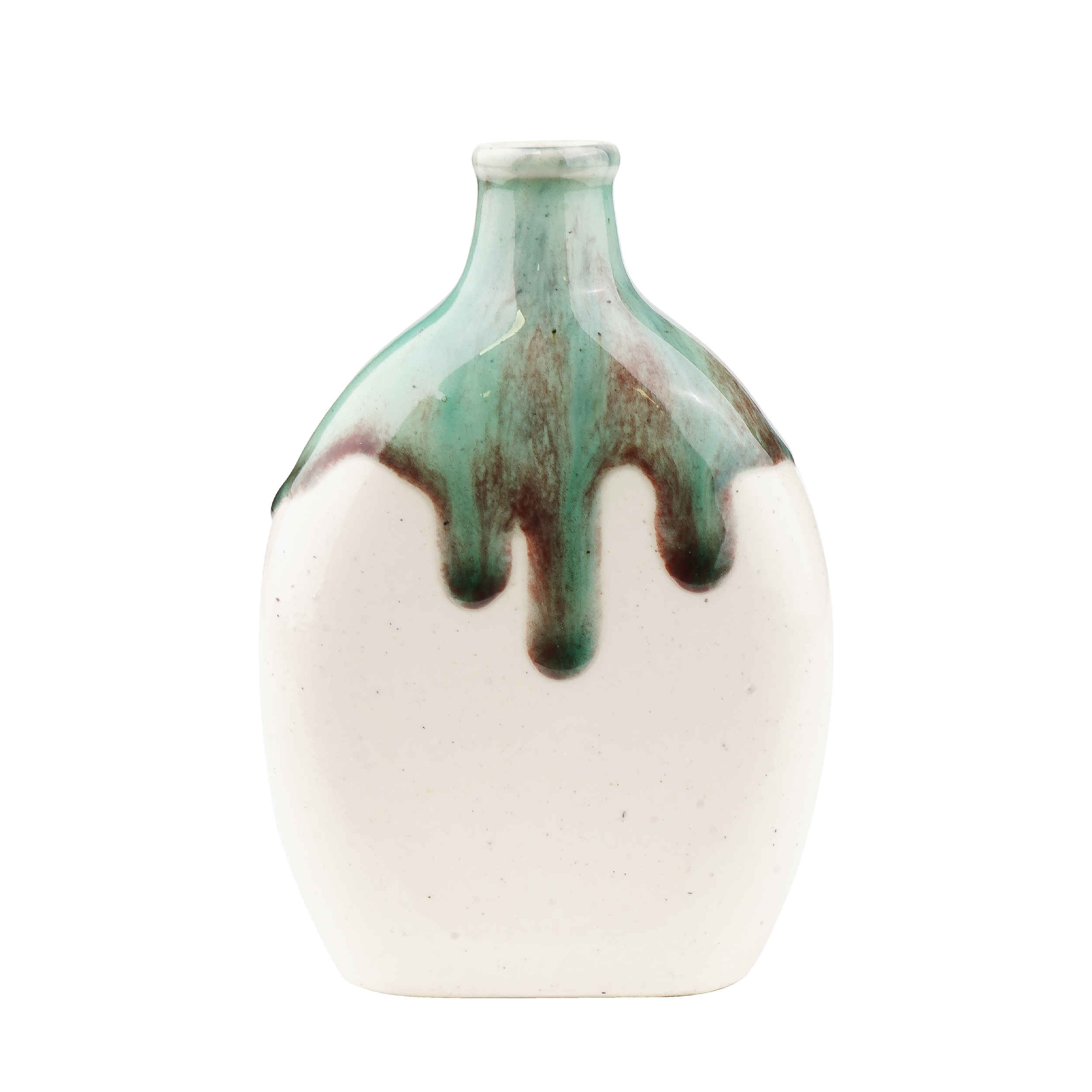 Handgefertigte dekorative Keramik-Einzelstielvase mit Tropfen-Glasur-Design in Blau