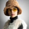 Damen Flauschiger Kunstfell-Bucket Hat - Modell Patchwork