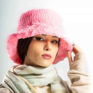 Damen Kunstfell-Bucket Hat – Modell Einfaches Pink