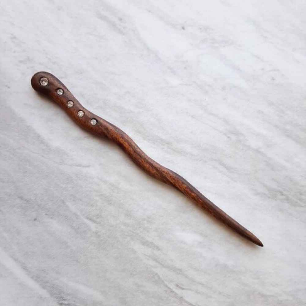 Holz-Haarnadel Handgefertigt Gebogen Geeignet für Langes Haar